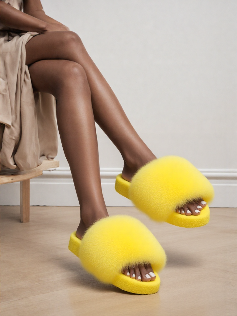 Real fur household cotton slippers