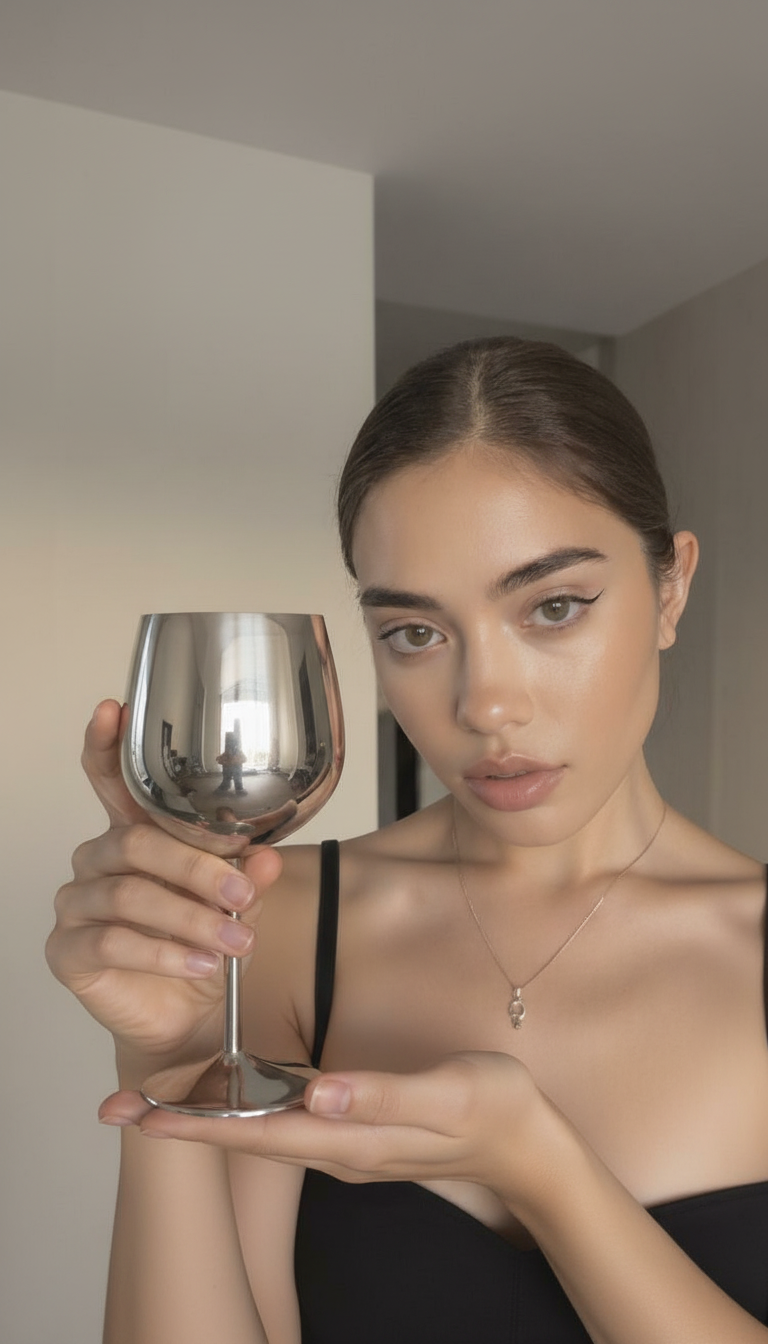 Stainless steel wine glass