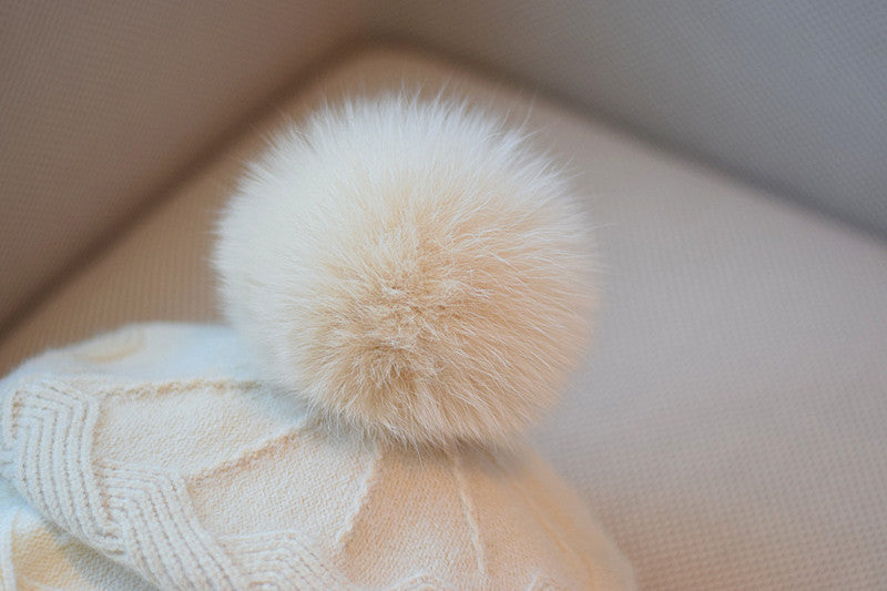 Wool & Fox Fur Pom Beret – Timeless Winter Elegance
