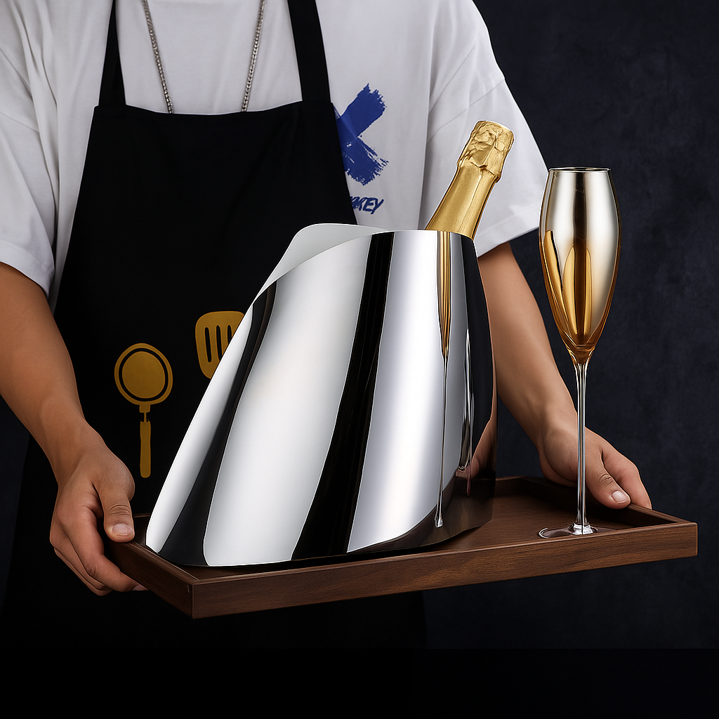 Champagne Ice Bucket  A Sculpture of Metal and Elegance