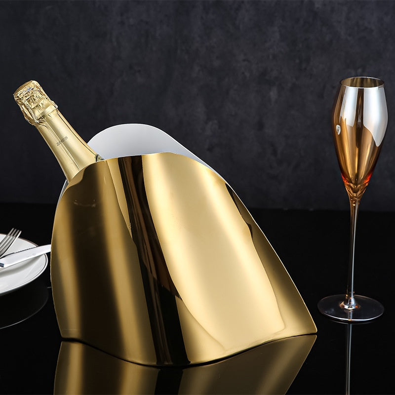 Luxe Bar Set: Stainless Steel Ice Bucket & Flute Duo